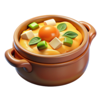 3D Icon of a Bubbling Vegetable Casserole in a Clay Pot png