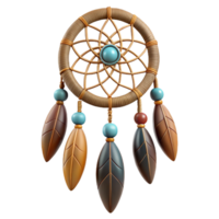 Circular Dreamcatcher in 3D with Artistic Feathers png