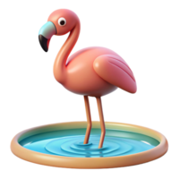 3D flamingo standing in a pool of water png