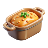 3D casserole dish with cheesy topping png
