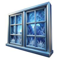 3D frosted window with snowflakes png