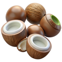 Coconut halves in a natural arrangement png