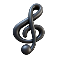 3D treble clef icon in sleek black. png