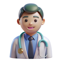 3D icon of a friendly doctor in a white coat. png