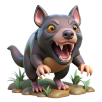 3D Tasmanian devil snarling with detailed textures. png