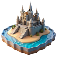 Realistic sandcastle icon for beach and summer themes. png