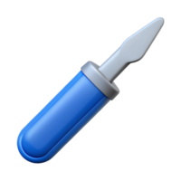 3D medical scalpel with blue handle and sharp blade. png