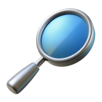 3D magnifying glass icon with a shiny handle. png