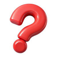 3D red question mark icon with bold texture. png