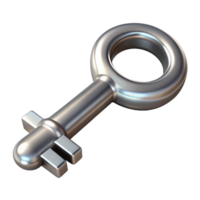 Realistic metal key icon for security and access themes. png