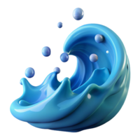 Vibrant blue wave with dynamic flow and foam. png