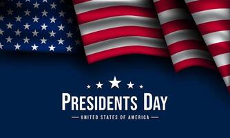 Happy Presidents day concept made from American flag and the text on dark blue background. vector