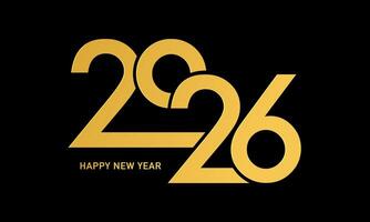 2026 Happy New Year Design with golden number on black background vector
