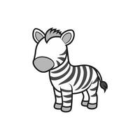 Cartoon Illustration of a Zebra with Black and White Stripes Standing Isolated on White Background vector