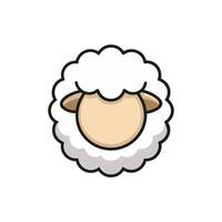 Cartoon Illustration of a Sheep's Face with Fluffy Wool and Ears vector