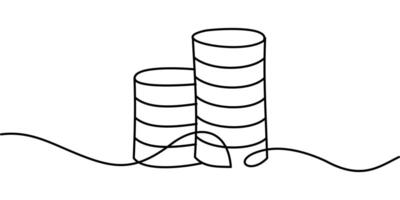 continuous line drawing of coin symbol. abstract line art illustration vector