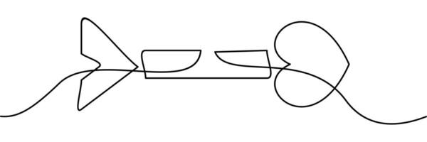 continuous line drawing of love arrow symbol. abstract line art illustration vector