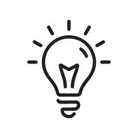 Simple Black Line Drawing of an Idea Light Bulb with line vector