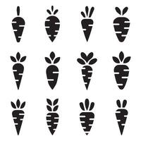 Many icon Set of Black and White Carrot vector