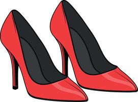 illustration of a red pair of high heels or shoes without background vector