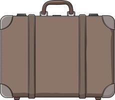 brown retro suitcase with black outline without background vector