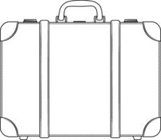 retro suitcase with black outline without background vector