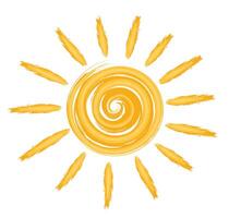 Logo of the summer bright sun with rays. vector