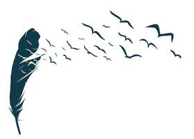 Flight flock of birds from bird feather. vector