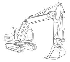 A sketch of the big excavator on caterpillars. vector