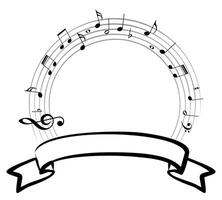 The round frame with musical notes. vector