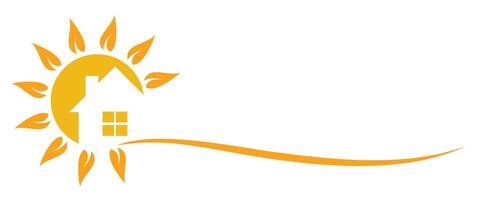 A logo of country house with sun. vector