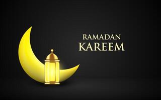 Islamic banner background with crescent moon, and lantern. vector
