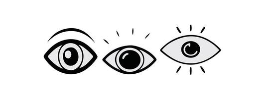 Print eye icon set. eyesight symbol , eye, view, vision icons in flat style vector