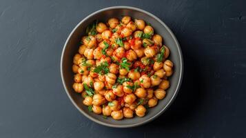 Healthy Food Revolution, Roasted chickpeas, sprinkled with smoked paprika and parsley photo