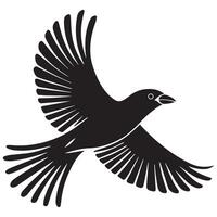 A minimalist, beautiful linocut illustration of a flying Grosbeak bird in silhouette. vector