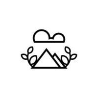 simple logo or icon of mountain with tree and cloud vector