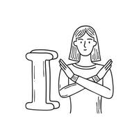 A doodle illustration of letter I and Ignore vector