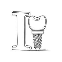 A doodle illustration of letter I and Implant vector