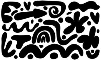Hand drawn abstract shapes in trendy style set vector