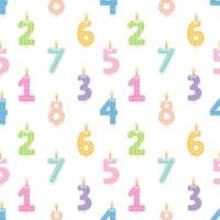 Candles numbers shape seamless pattern vector