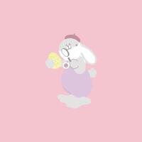 happy easter festival with animal pet bunny rabbit use magnifying glass to analyze egg, pastel color vector