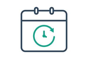 Deadline icon. line icon style. calendar with arrow. icon related to time and date. time elements illustration vector