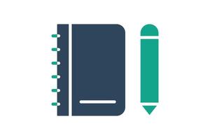 Agenda icon. solid icon style. book with pencil. icon related to time and date. time elements illustration vector
