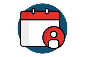 Appointment icon. colored outline icon style. calendar with people. icon related to time and date. time elements illustration vector