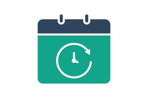 Deadline icon. solid icon style. calendar with arrow. icon related to time and date. time elements illustration vector