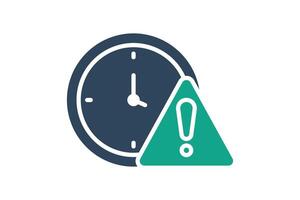 Delay icon. solid icon style. clock with exclamation mark. icon related to time and date. time elements illustration vector
