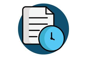 History icon. colored outline icon style. document with clock. icon related to time and date. time elements illustration vector