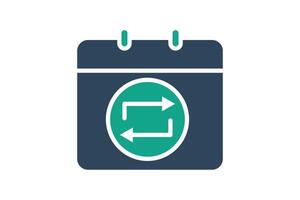 Recurring icon. solid icon style. icon related to notification, time and date. time elements illustration vector