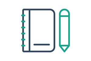 Agenda icon. line icon style. book with pencil. icon related to time and date. time elements illustration vector