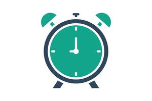 Alarm icon. solid icon style. icon related to notification, time and date. time elements illustration vector
